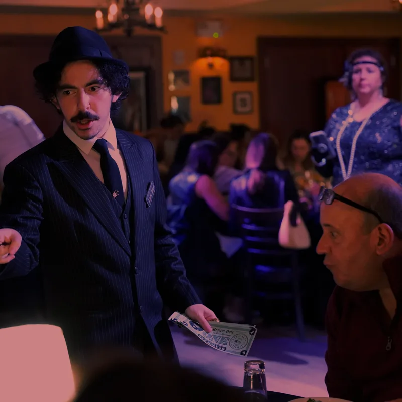 A detective questioning a guest at a Las Vegas show