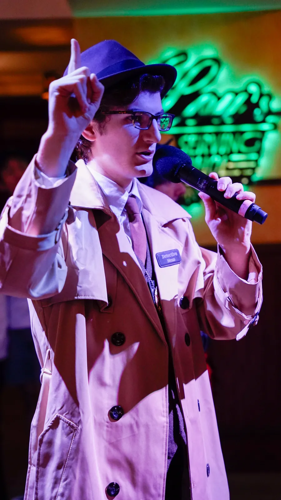 A Murder Mystery Company actor working the room at a Las Vegas show